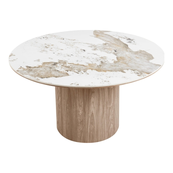 Stół Athens blat ceramiczny, biały/brązowy, 140 cm - House Nordic ApS
