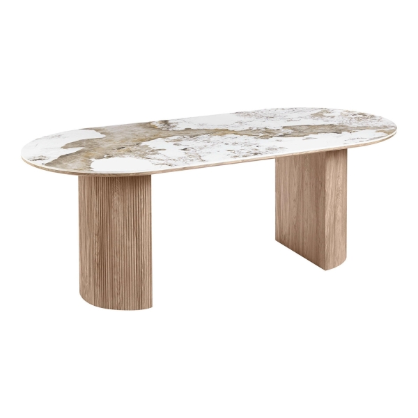 Stół Athens blat ceramiczny, biały/brązowy 100x210 cm - House Nordic ApS