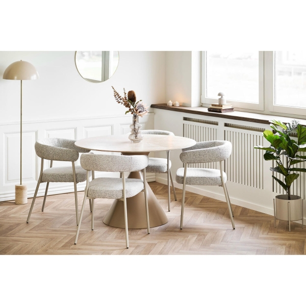 Stół Annecy blat ceramiczny/stal, trawertyn/piaskowy 120 cm - House Nordic ApS