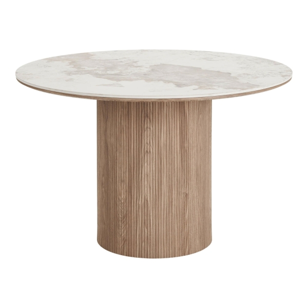 Stół Athens blat ceramiczny, biały/brązowy 120 cm - House Nordic ApS