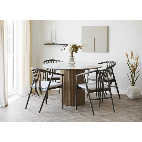 Stół Athens blat ceramiczny, biały/brązowy 120 cm - House Nordic ApS