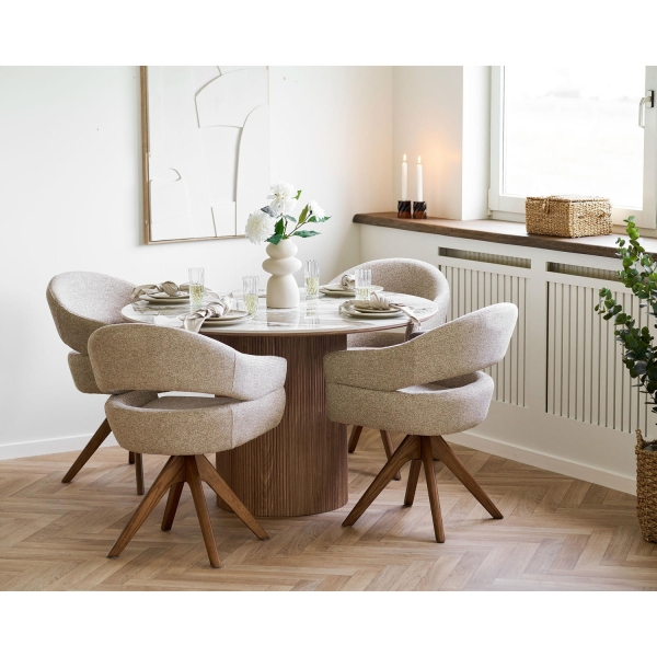 Stół Athens blat ceramiczny, biały/brązowy 120 cm - House Nordic ApS