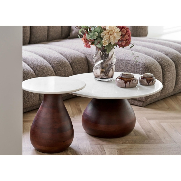 Stolik kawowy Heide drewno mango/marmur 40x41 cm - House Nordic ApS