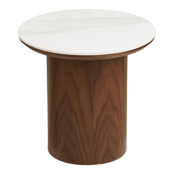 Stolik kawowy Noli blat ceramiczny/fornir jesionowy 40x38 cm - House Nordic ApS