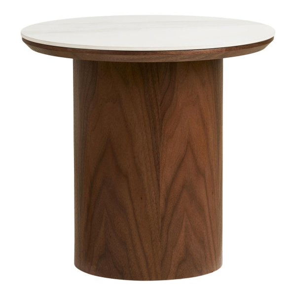 Stolik kawowy Noli blat ceramiczny/fornir jesionowy 40x38 cm - House Nordic ApS