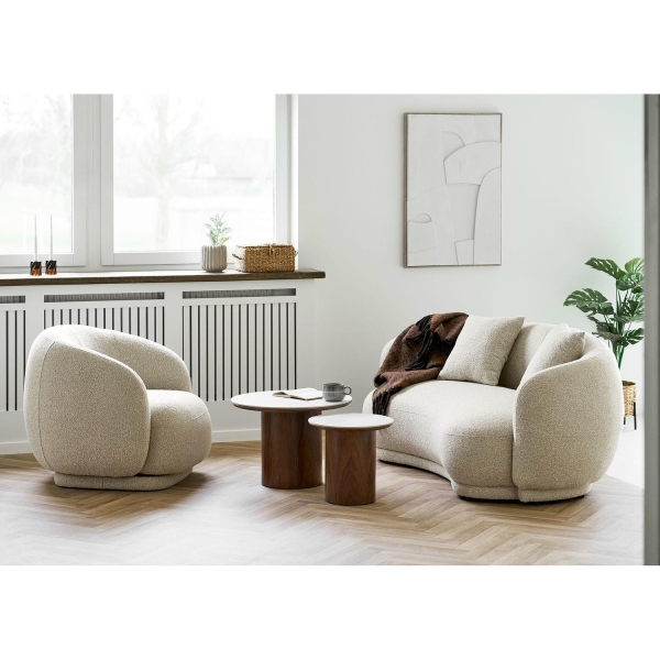 Stolik kawowy Noli blat ceramiczny/fornir jesionowy 40x38 cm - House Nordic ApS