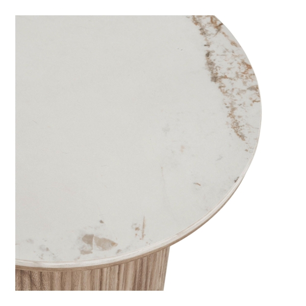Stolik kawowy Athens blat ceramiczny, biały/brązowy 45x50 cm - House Nordic ApS