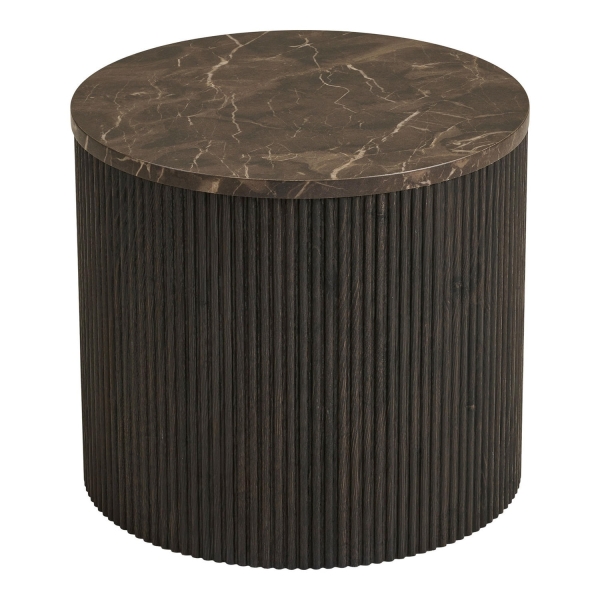 Stolik boczny Rota imitacja marmuru, ciemnobrązowy 45x40 cm - House Nordic ApS