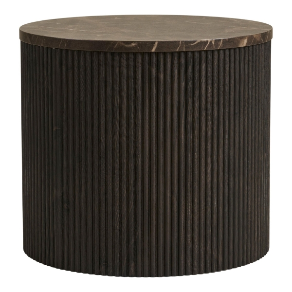 Stolik boczny Rota imitacja marmuru, ciemnobrązowy 45x40 cm - House Nordic ApS
