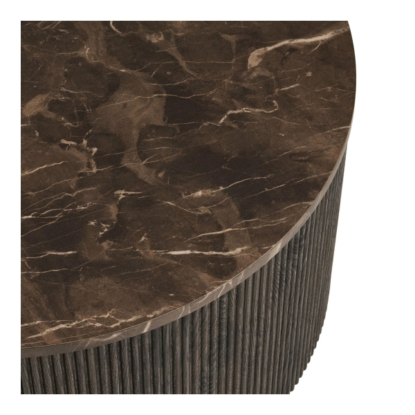 Stolik kawowy Rota imitacja marmuru, ciemnobrązowy, 80x40 cm - House Nordic ApS