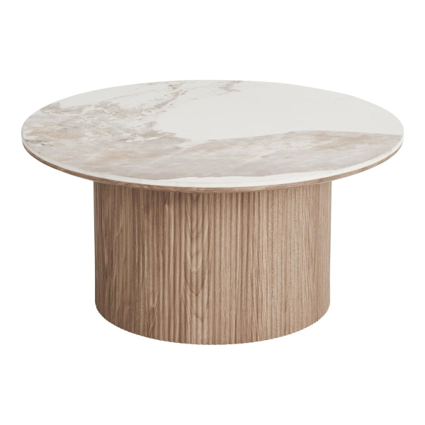 Stolik kawowy Athens ceramiczny Blat, biały/brązowy 80x40 cm - House Nordic ApS