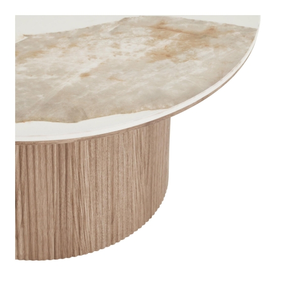 Stolik kawowy Athens ceramiczny Blat, biały/brązowy 80x40 cm - House Nordic ApS