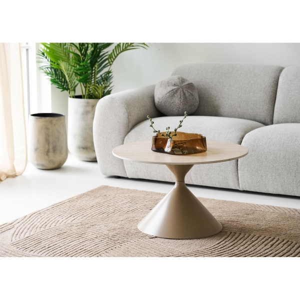 Stolik kawowy Annecy blat ceramiczny/stal, trawertyn/piaskowy 70x41 cm - House Nordic ApS