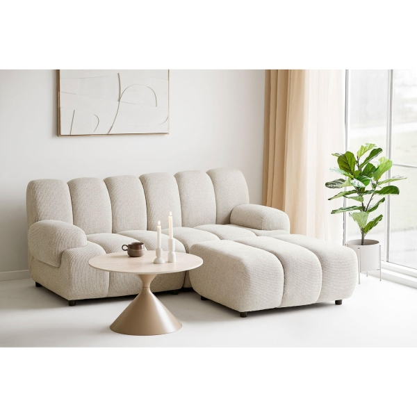 Stolik kawowy Annecy blat ceramiczny/stal, trawertyn/piaskowy 70x41 cm - House Nordic ApS
