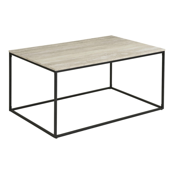 Stolik kawowy Vita imitacja trawertynu, czarna rama, 90x60x45 cm - House Nordic ApS