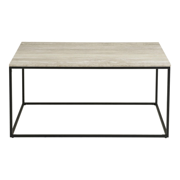 Stolik kawowy Vita imitacja trawertynu, czarna rama, 90x60x45 cm - House Nordic ApS