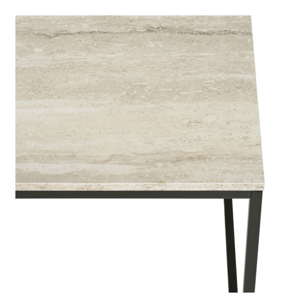 Stolik kawowy Vita imitacja trawertynu, czarna rama, 90x60x45 cm - House Nordic ApS