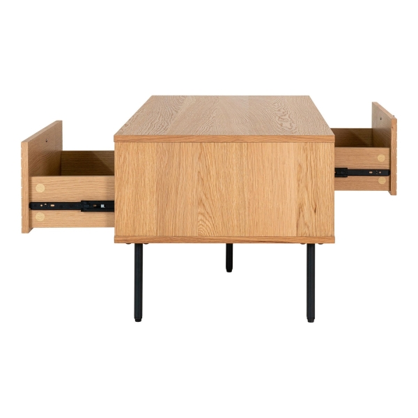 Stolik kawowy Kyoto, 2 szuflady, fornir dębowy, naturalny - House Nordic ApS