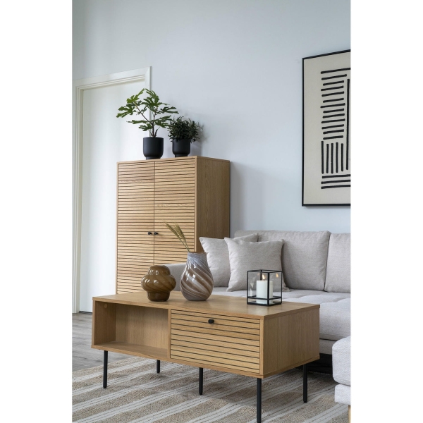 Stolik kawowy Kyoto, 2 szuflady, fornir dębowy, naturalny - House Nordic ApS