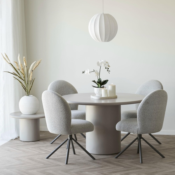 Krzesło Lana obrotowe, bouclé, piaskowy, nogi szare - House Nordic ApS