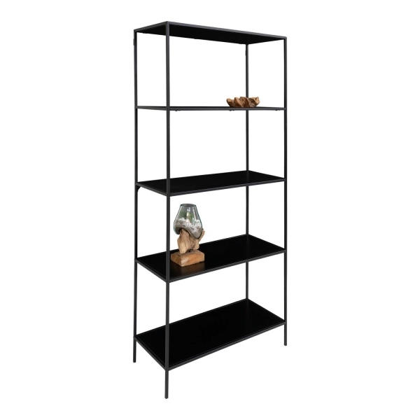 Regał Vita 5 półek, metalowa, czarny 80x36x170 cm - House Nordic ApS