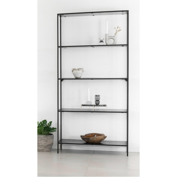 Regał Vita 5 półek, metalowa, czarny 80x36x170 cm - House Nordic ApS