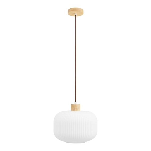 Lampa wisząca Argalo szkło/drewno, biała, 30 cm - House Nordic ApS