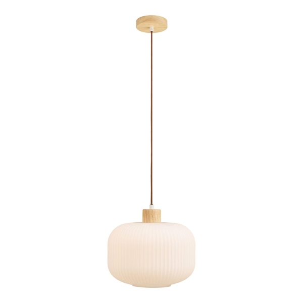 Lampa wisząca Argalo szkło/drewno, biała, 30 cm - House Nordic ApS