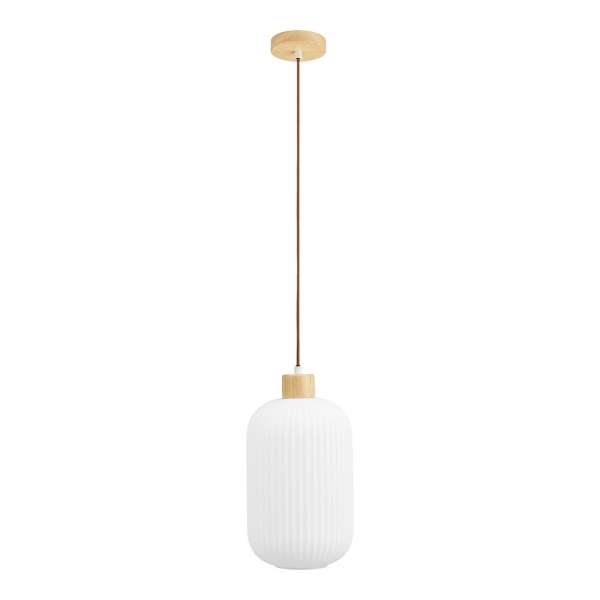 Lampa wisząca Argalo szkło/drewno, biała - House Nordic ApS