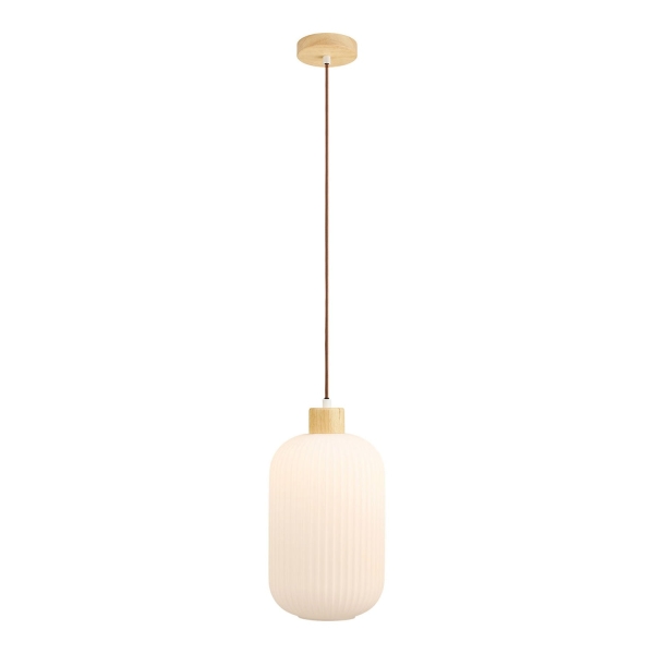 Lampa wisząca Argalo szkło/drewno, biała - House Nordic ApS