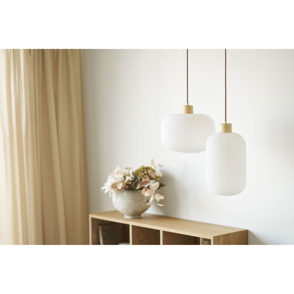 Lampa wisząca Argalo szkło/drewno, biała - House Nordic ApS