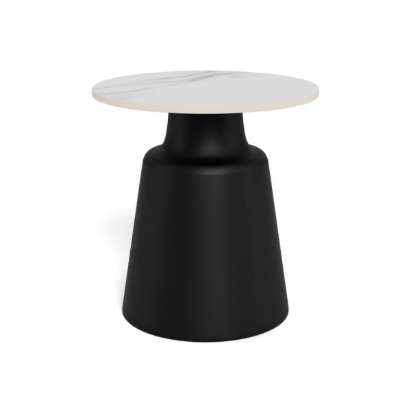 Stolik kawowy Santorini 45cm biały ceramiczny/ czarny - ACTONA