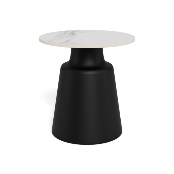 Stolik kawowy Santorini 45cm biały ceramiczny/ czarny - ACTONA