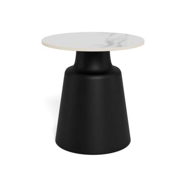 Stolik kawowy Santorini 45cm biały ceramiczny/ czarny - ACTONA