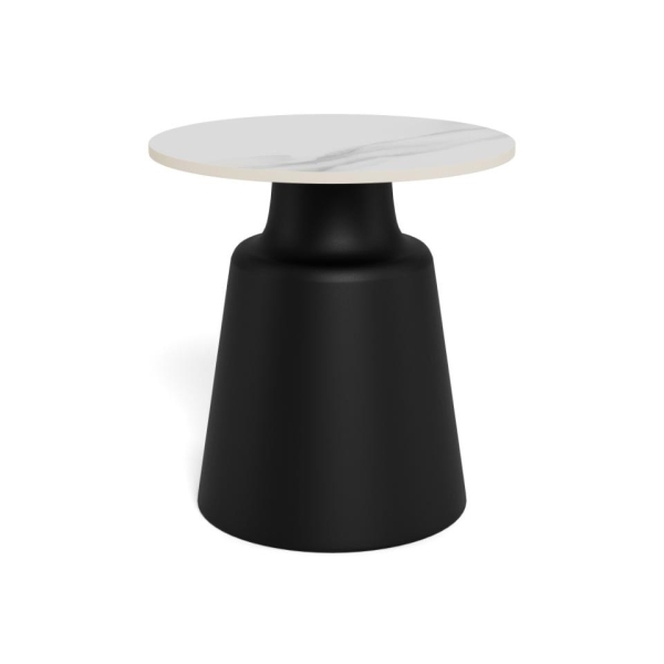 Stolik kawowy Santorini 45cm biały ceramiczny/ czarny - ACTONA