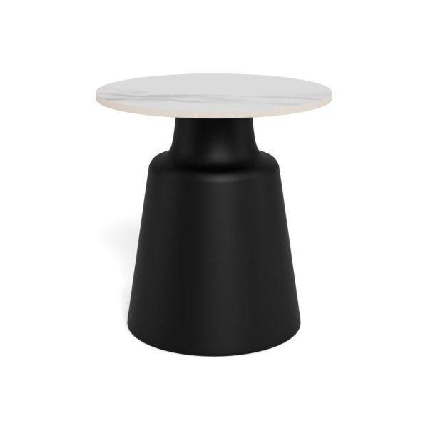 Stolik kawowy Santorini 45cm biały ceramiczny/ czarny - ACTONA