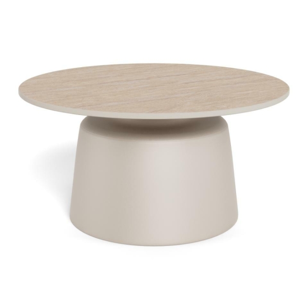 Stolik kawowy Santorini 70cm beżowy ceramiczny - ACTONA