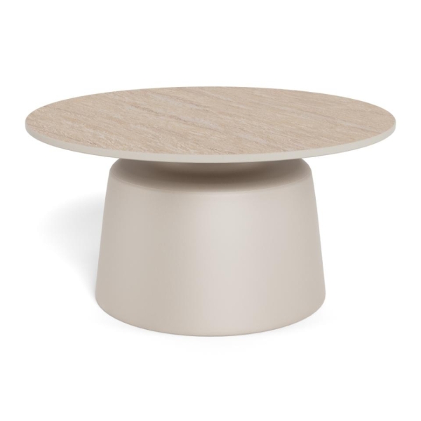 Stolik kawowy Santorini 70cm beżowy ceramiczny - ACTONA