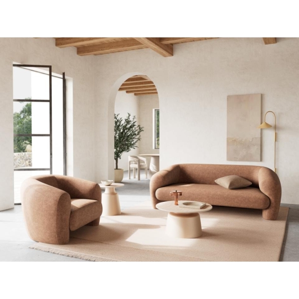 Stolik kawowy Santorini 70cm beżowy ceramiczny - ACTONA