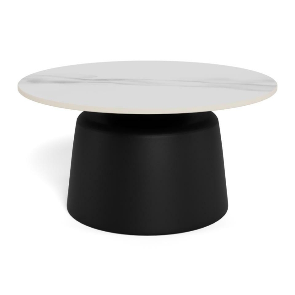 Stolik kawowy Santorini 70cm biały ceramiczny/ czarny - ACTONA