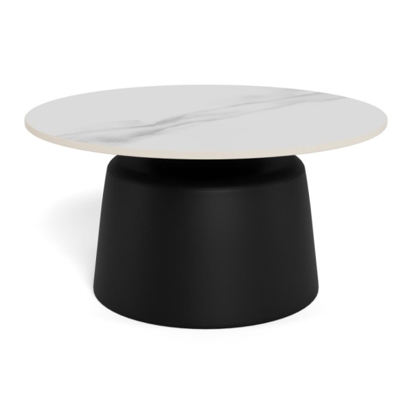 Stolik kawowy Santorini 70cm biały ceramiczny/ czarny - ACTONA