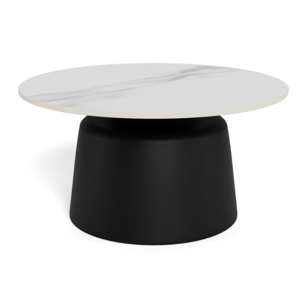 Stolik kawowy Santorini 70cm biały ceramiczny/ czarny - ACTONA