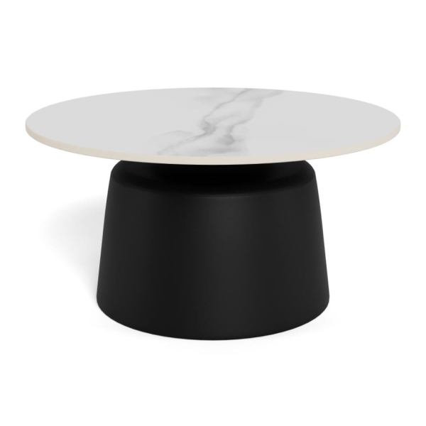 Stolik kawowy Santorini 70cm biały ceramiczny/ czarny - ACTONA