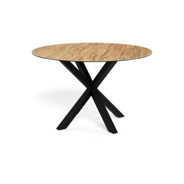 Stół Heaven 119 cm okrągły ceramika dąb/ czarny - ACTONA