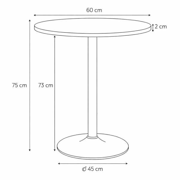 Stół Hvar 60cm czarny - Intesi