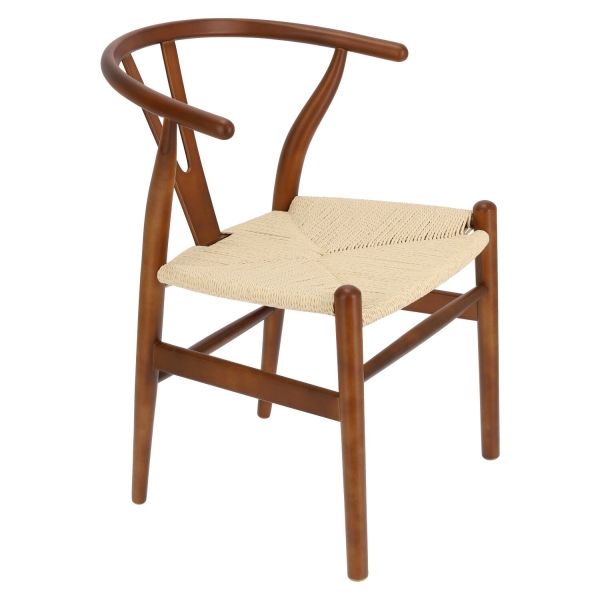 Krzesło Wicker Naturalne brązowe cieme i nspirowane Wishbone - D2 DESIGN