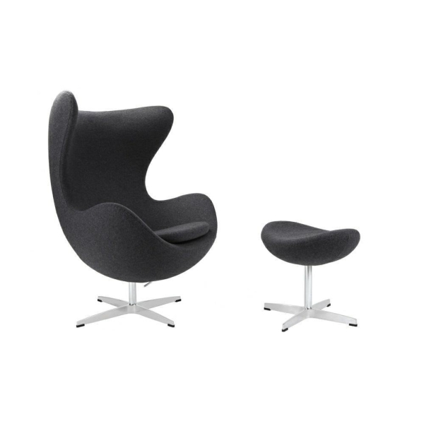 Fotel Jajo z podnóżkiem kaszmir 41 szary ciemny Premium - D2 DESIGN
