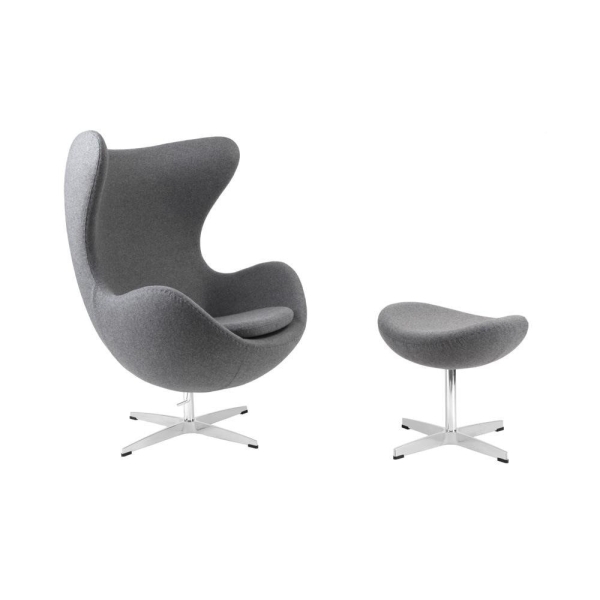 Fotel Jajo z podnóżkiem kaszmir 42 szary jasny Premium - D2 DESIGN