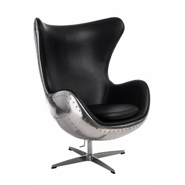Fotel Jajo aluminium czarne PU - D2 DESIGN
