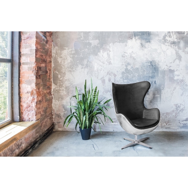 Fotel Jajo aluminium czarne PU - D2 DESIGN